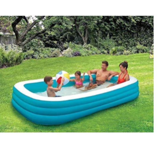 Inflatable Swimming Pool for Kids, Size 10 Feet | Indoor Outdoor Garden Water Play Fun Party Pool - 10ft x 6ft  (Colour & Design May Vary)