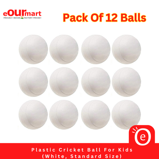 Plastic Cricket Ball For Kids- (White, Standard Size)