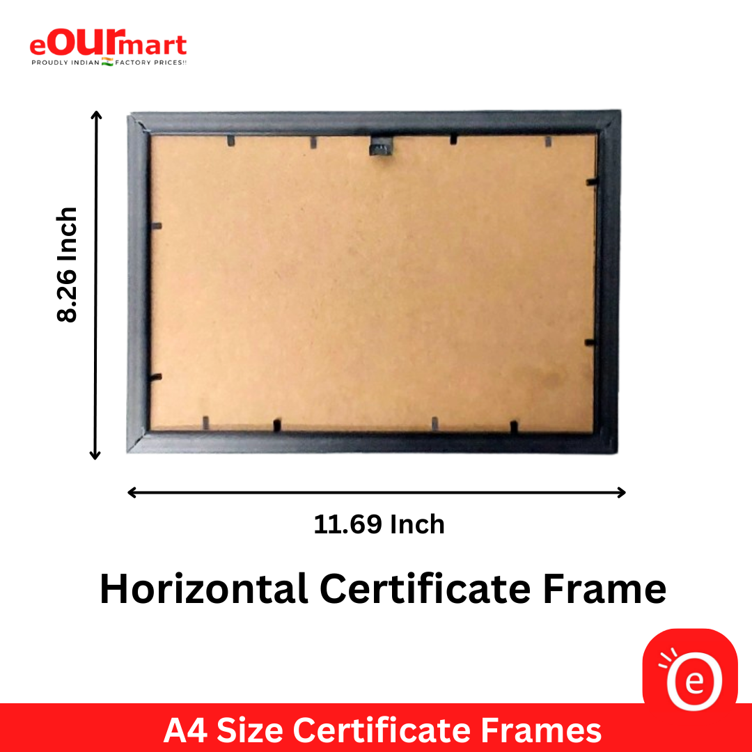 A4 Size Photo Frame 8x12 For Certificates, Black, Set Of 6 Certificate Frames With Flexi Glass Black / Brown
