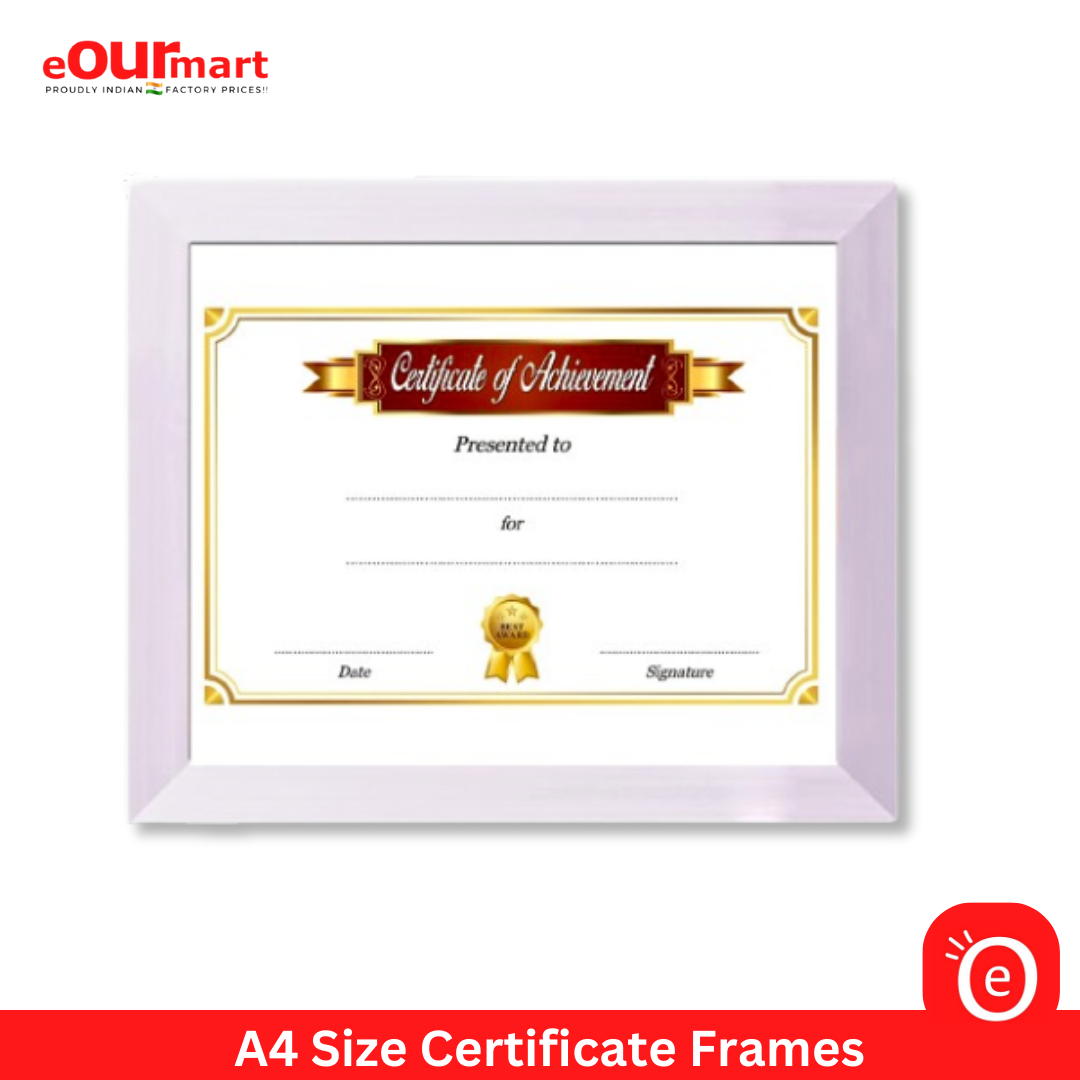 A4 Size Photo Frame 8x12 For Certificates, White, Set Of 6 Certificate Frames With Flexi Glass