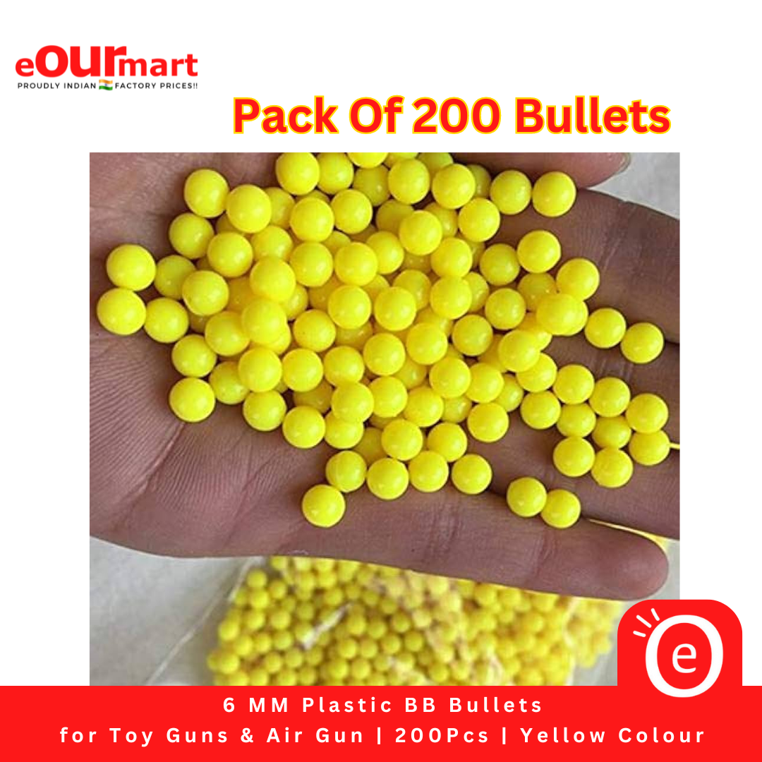 6 MM Plastic BB Bullets for Toy Guns & Air Gun |200piece | Yellow Colour