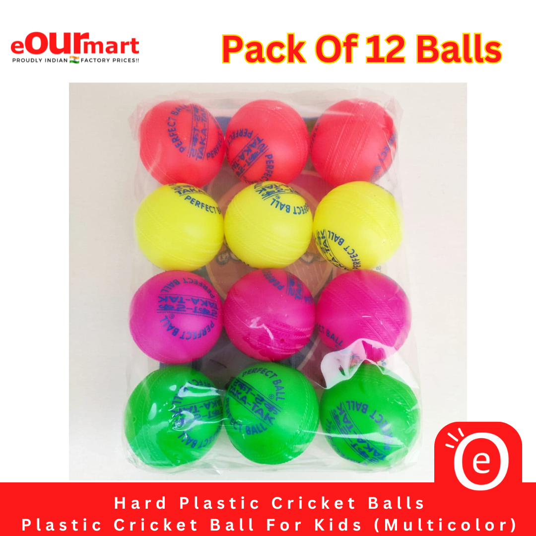 Hard Plastic Cricket Balls | Plastic Cricket Ball For Kids (Multicolor)