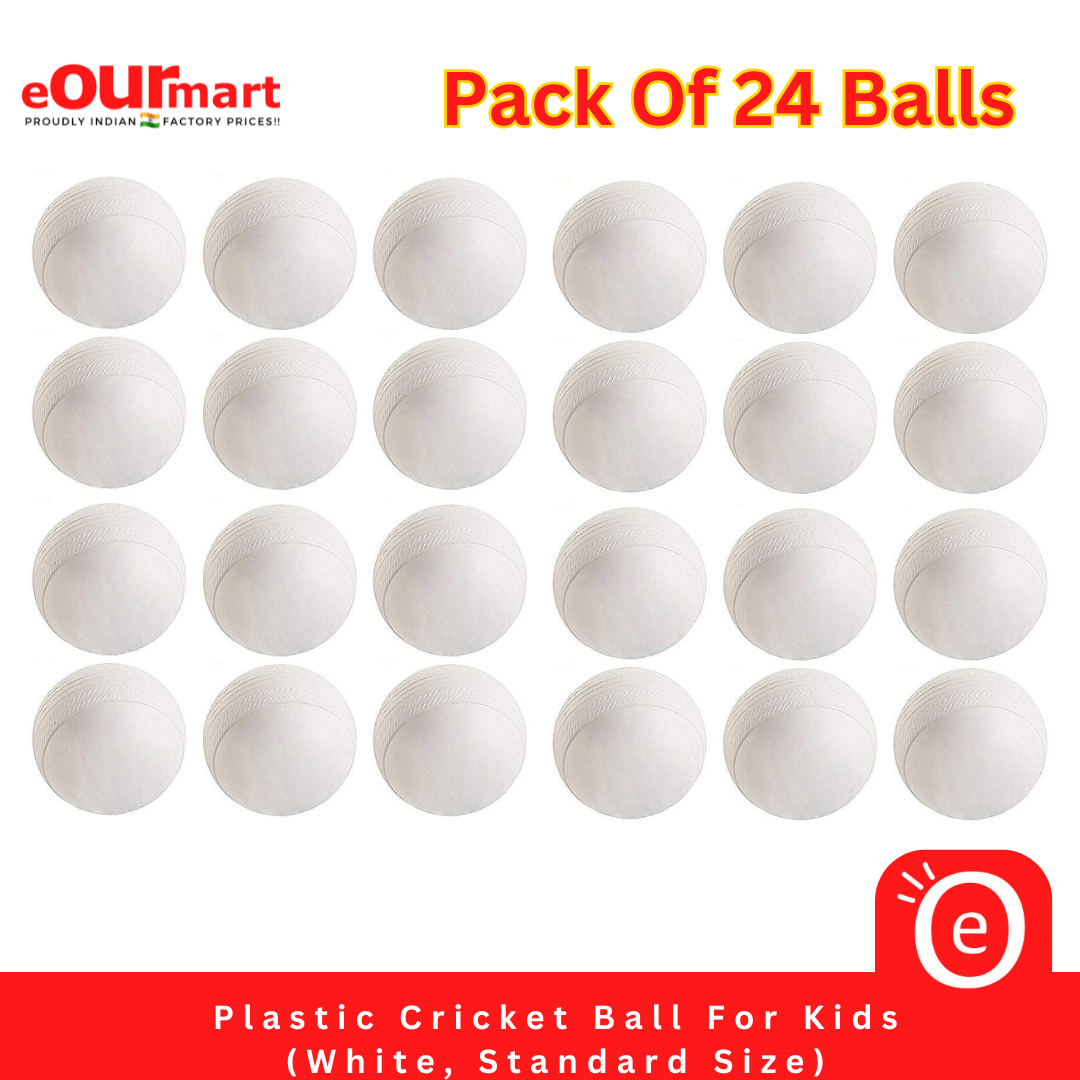 Plastic Cricket Ball For Kids- (White, Standard Size)