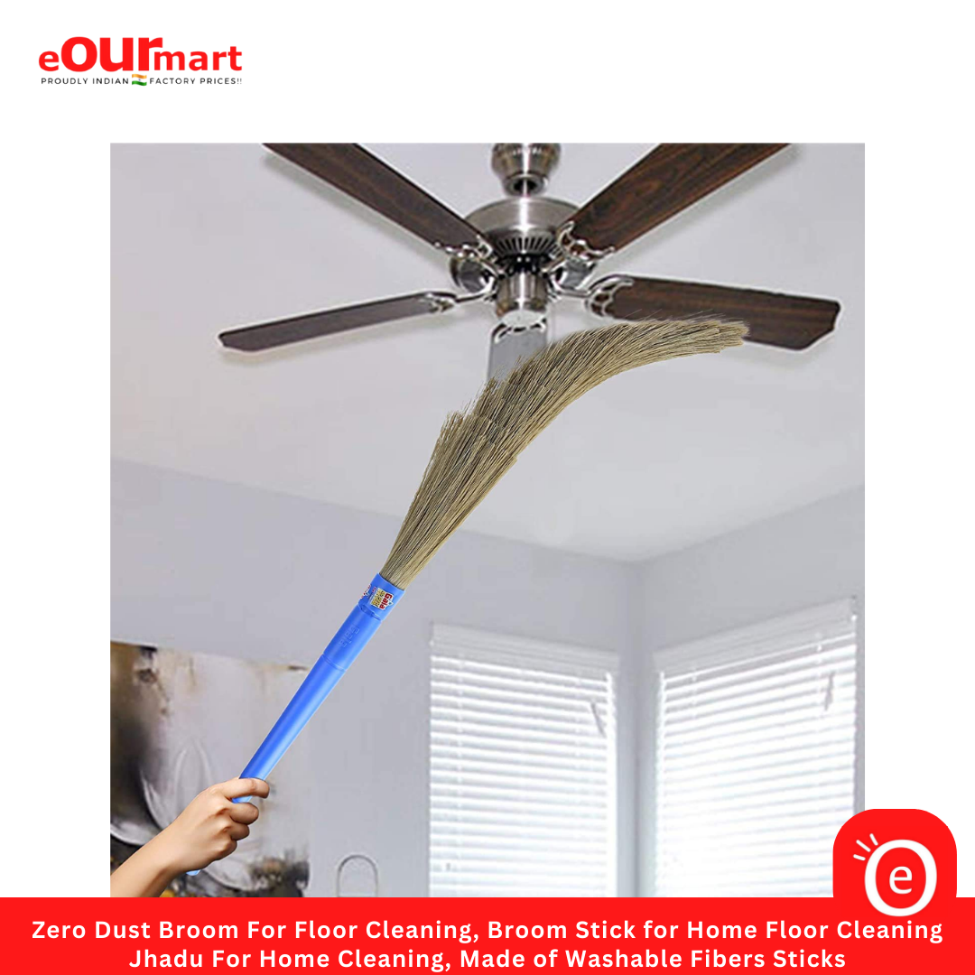 Zero Dust Broom For Floor Cleaning, Broom Stick for Home Floor Cleaning, Jhadu For Home Cleaning, Made of Washable Fibers Sticks