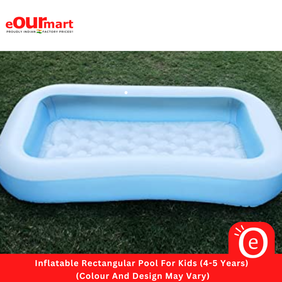 Inflatable Rectangular Pool For Kids (4-5 Years)  (Colour And Design May Vary)