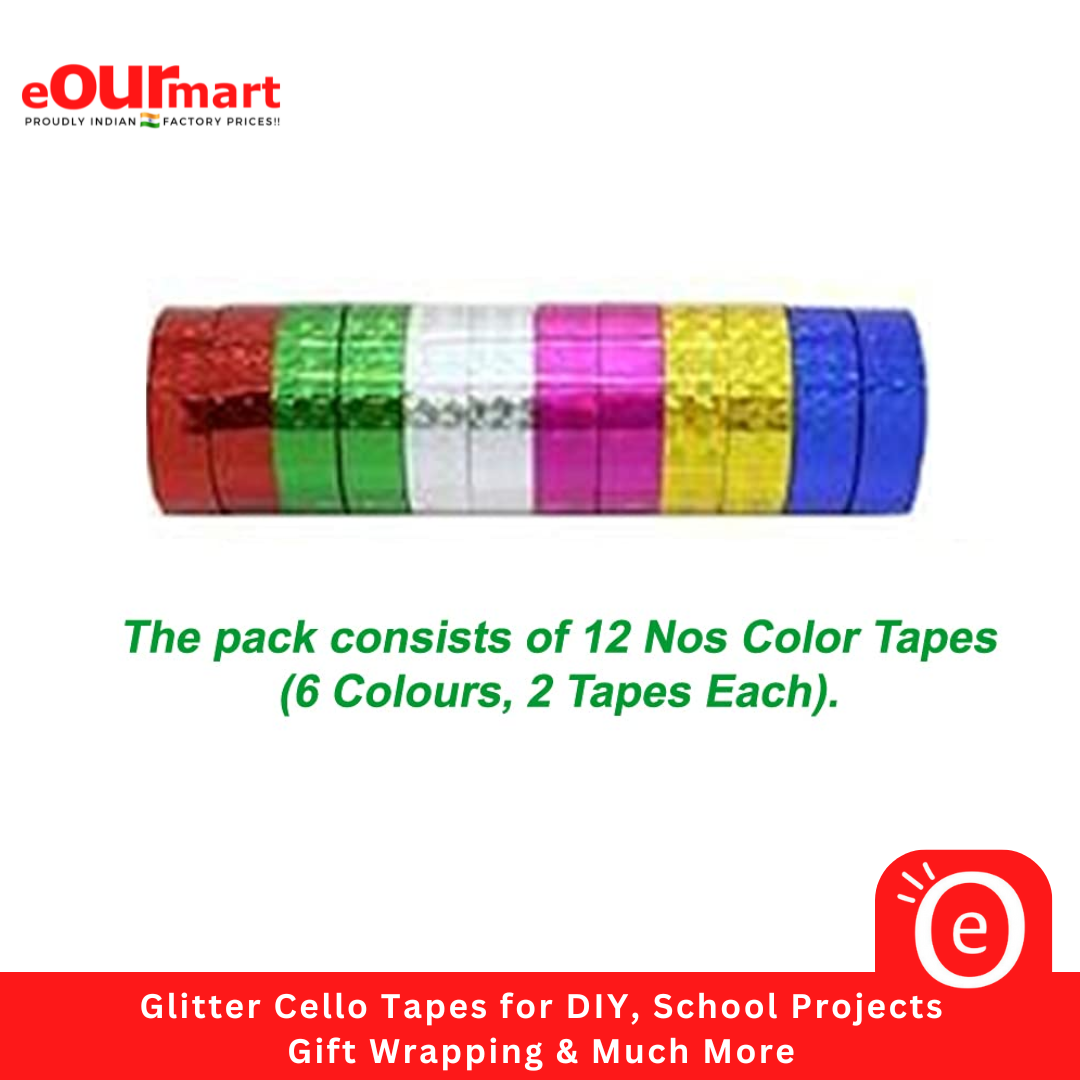 Glitter Cello Tapes for DIY, School Projects, Gift Wrapping & Much More