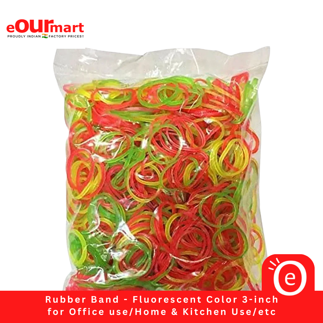 Rubber Band - Fluorescent Color 3-inch  (For Office use/Home & Kitchen Use/etc)