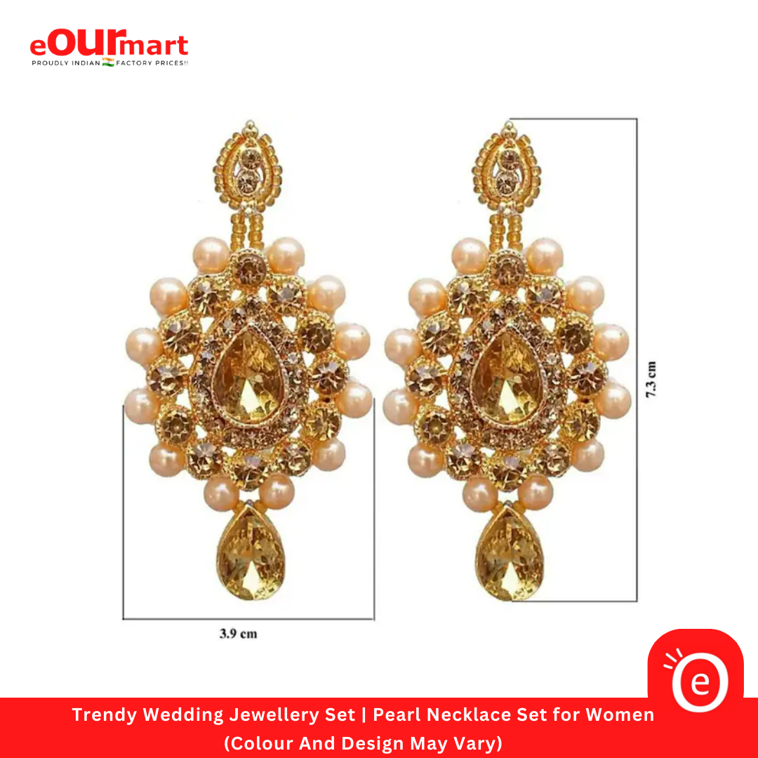 Trendy Wedding Jewellery Set | Pearl Necklace Set for Women (Colour And Design May Vary)