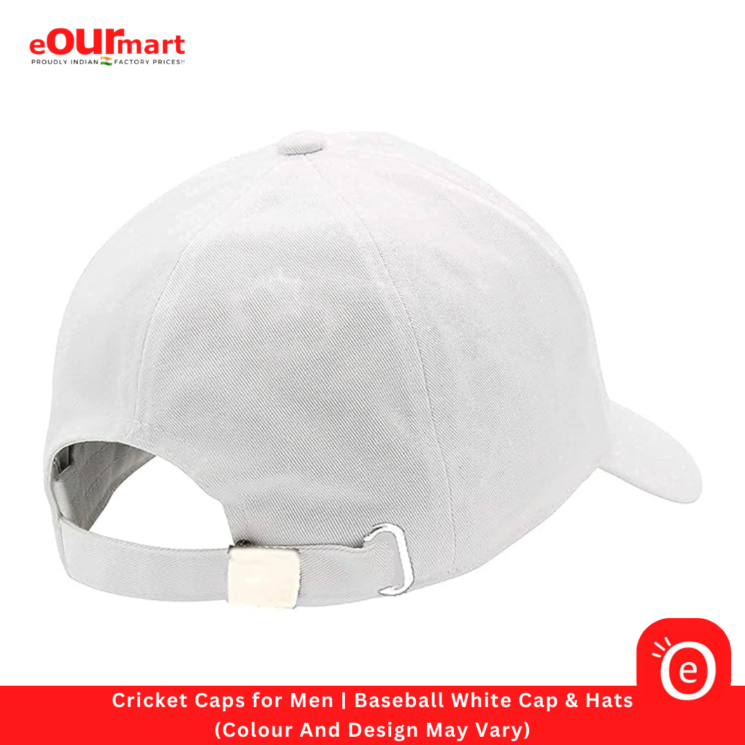 Cricket White Cap for Men | Baseball White Cap & Hats (Colour And Design May Vary)