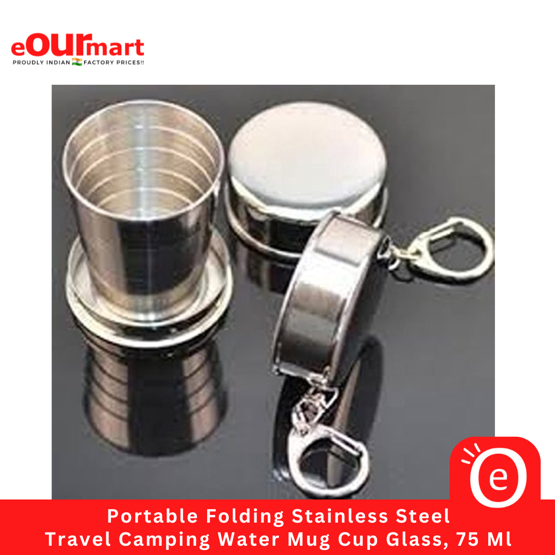 Portable Folding Stainless Steel Travel Camping Water Mug Cup Glass, 75 Ml