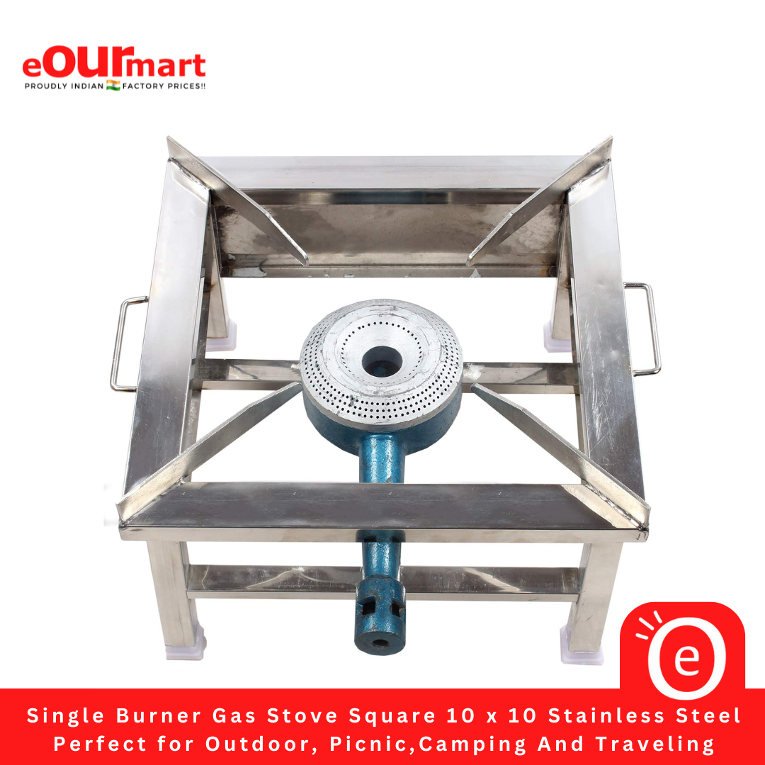 Single Burner Gas Stove Square 10 x 10 Stainless Steel