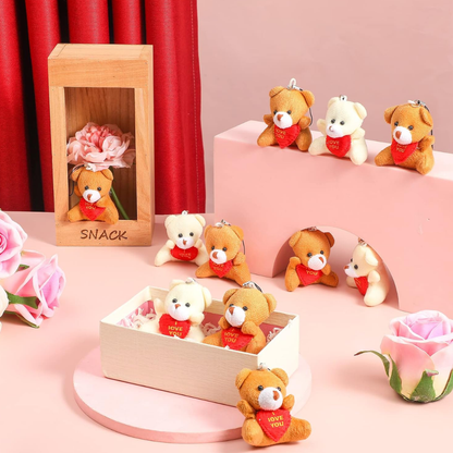 Stuffed Teddy Bear Keychain | Mini Teddy Bear Toy | I Love You Teddy Bear Keychain (Colour & Design May Vary) | For Birthday, Wedding, Xmas Decorations Party Favor