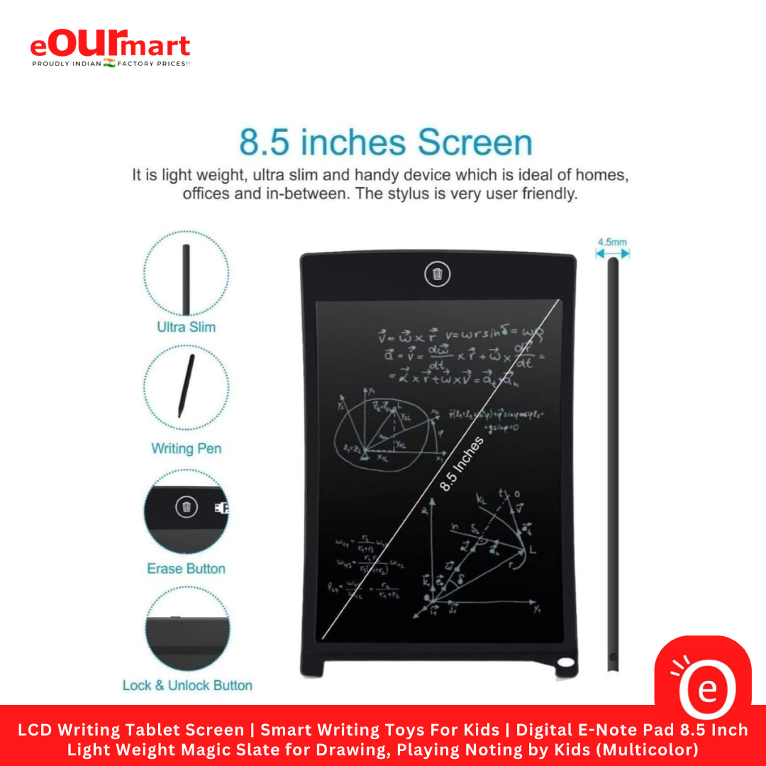 LCD Writing Tablet Screen Smart Writing Toys For Kids Digital E-Note Pad Inch Best For Birthday Gift Girls Boys, (Multicolor)