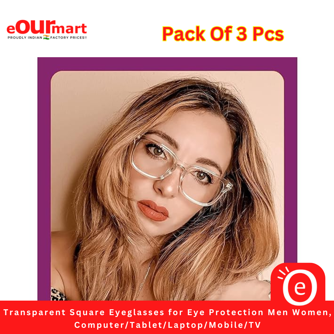Transparent Square Eyeglasses for Eye Protection Men Women,