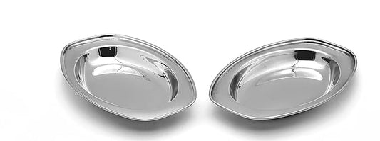 Buy Stainless Steel Oval Shape Serving Plate Online | Utility Gift ₹51/- Per Piece | All India Delivery