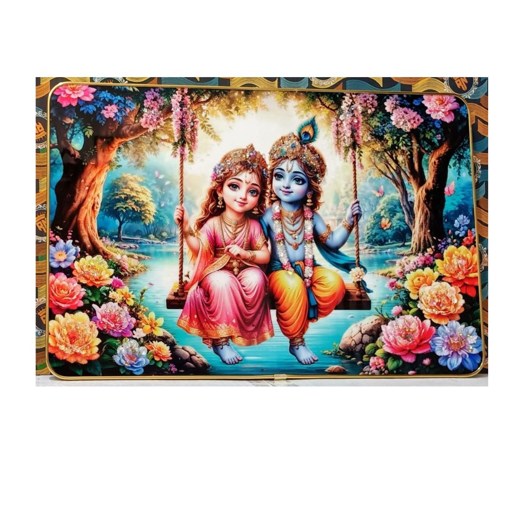 Golden MDF 16x16 Bubble Crystal Frame, For Diwali Gift, Size - 16x16 Inch , Mix Design