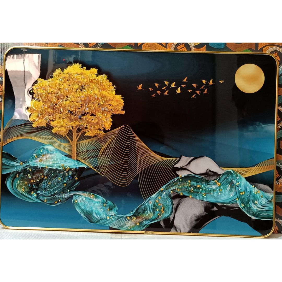 Golden MDF 12x18 Bubble Crystal Frame, For Diwali Gift, Size - 12x18 Inch , Mix Design