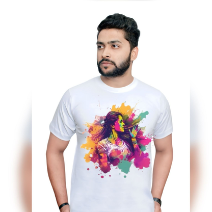 Holi T-shirt Party Wear | Colorful Premium Holi Tshirt At Factory Price | Unisex Holi T shirt | Large Size (Design May Vary)