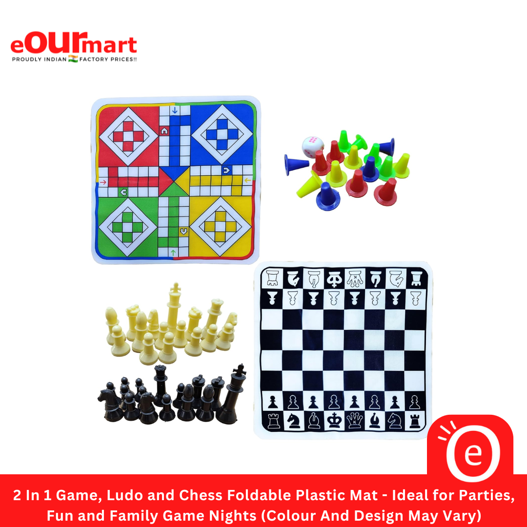 2 In 1 Game, Ludo and Chess Foldable Plastic Mat 
