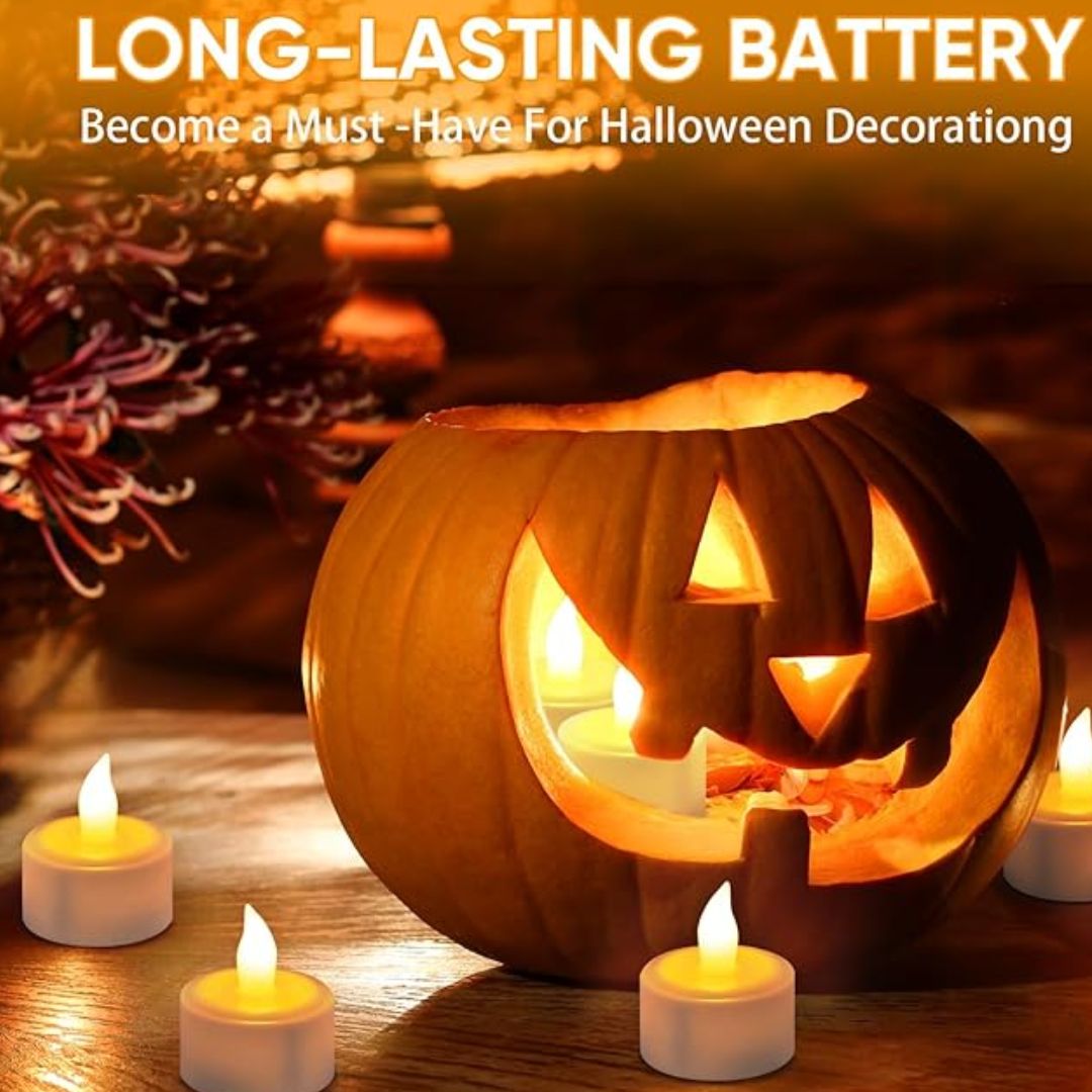 Diwali Flameless Flickering Electric Fake Candle,Battery Operated LED Tea Lights in Yellow for Wedding,Table,Festival Celebration,Halloween,Christmas Decorations