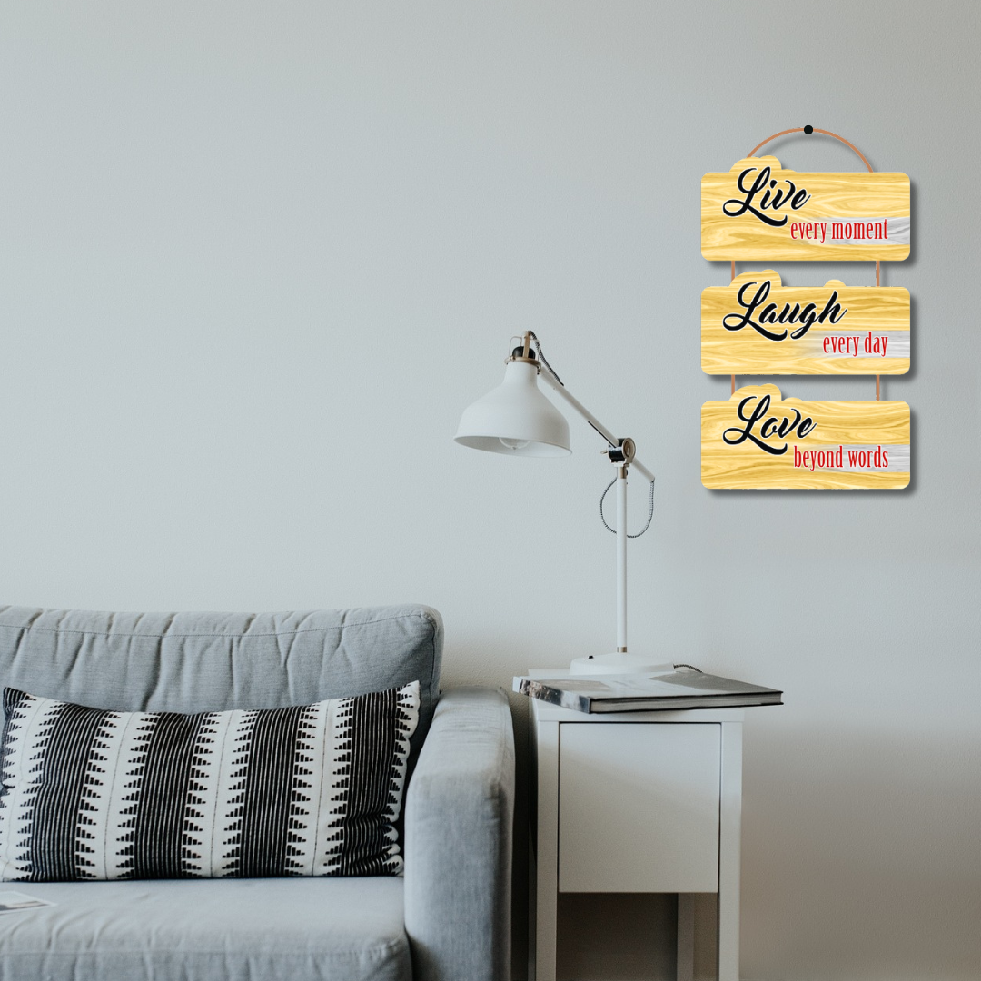 Wall Hangings Decor with Motivational Quote Live Laugh love | Wall Art for Home Decoration for Dining room, Livingroom, Gifting (12X24 Inch)