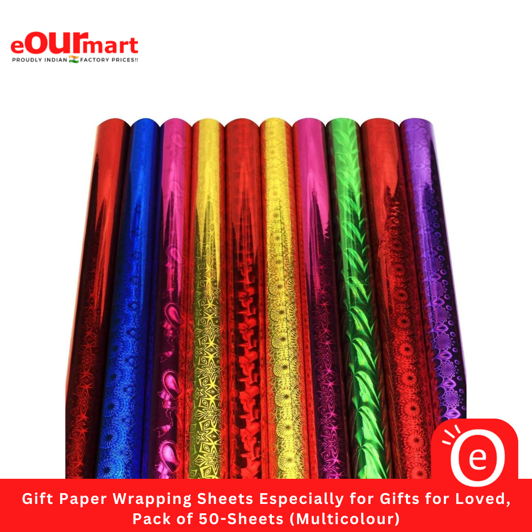 Gift Paper Wrapping Sheets Especially for Gifts for Loved,, Pack of 50-Sheets (Multicolour)