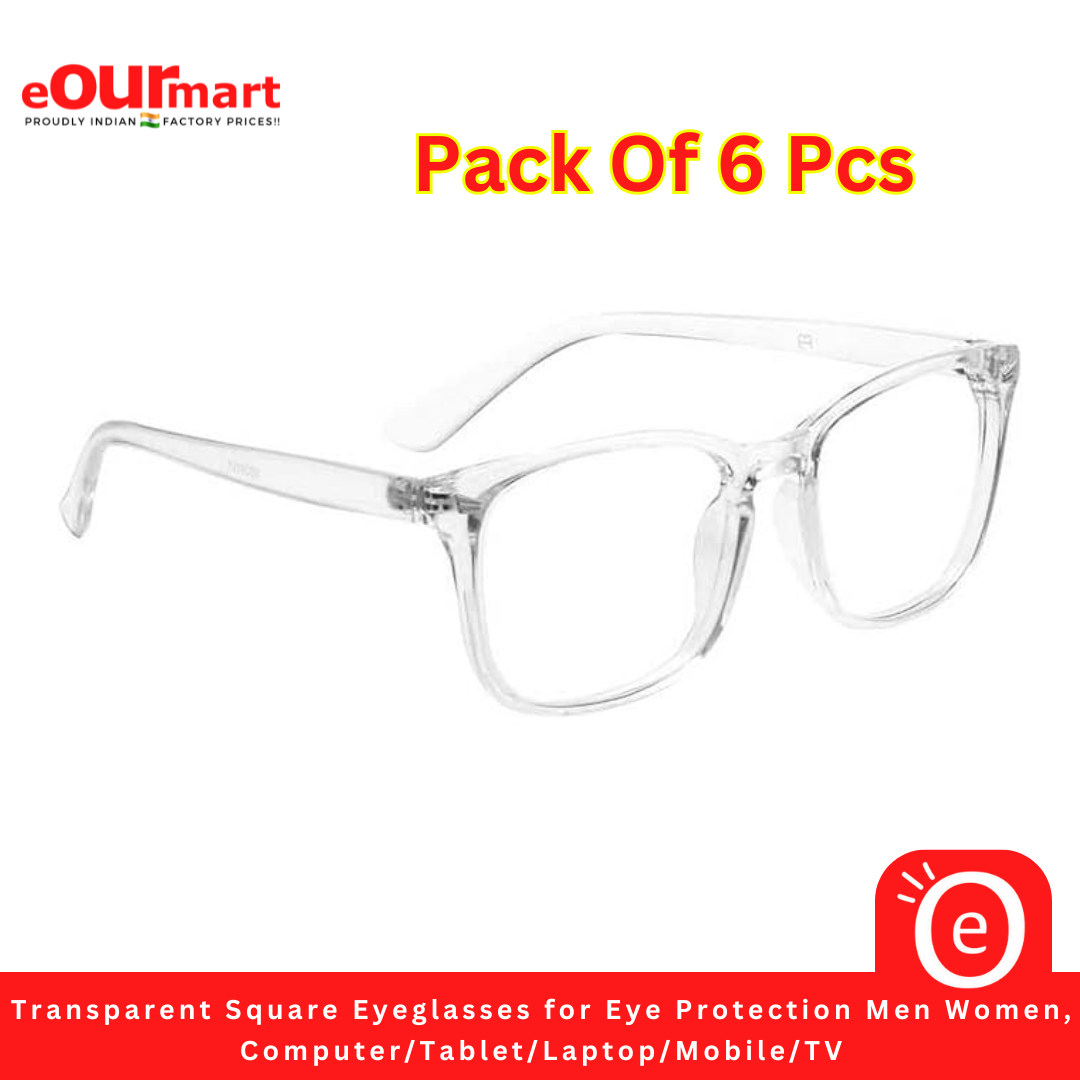Transparent Square Eyeglasses for Eye Protection For Men Women, Suitable For Computer/Tablet/Laptop/Mobile/TV