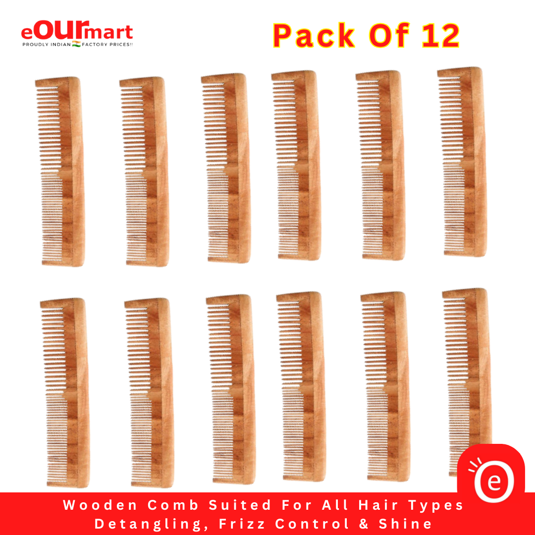 Wooden Comb Suited For All Hair Types - Detangling, Frizz Control & Shine