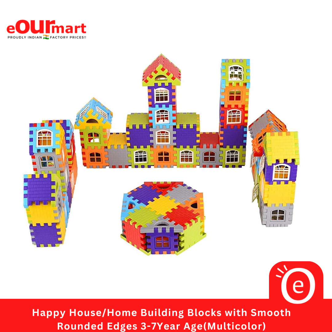 Happy House/Home Building Blocks with Smooth Rounded Edges 3-7Year Age(Multicolor)