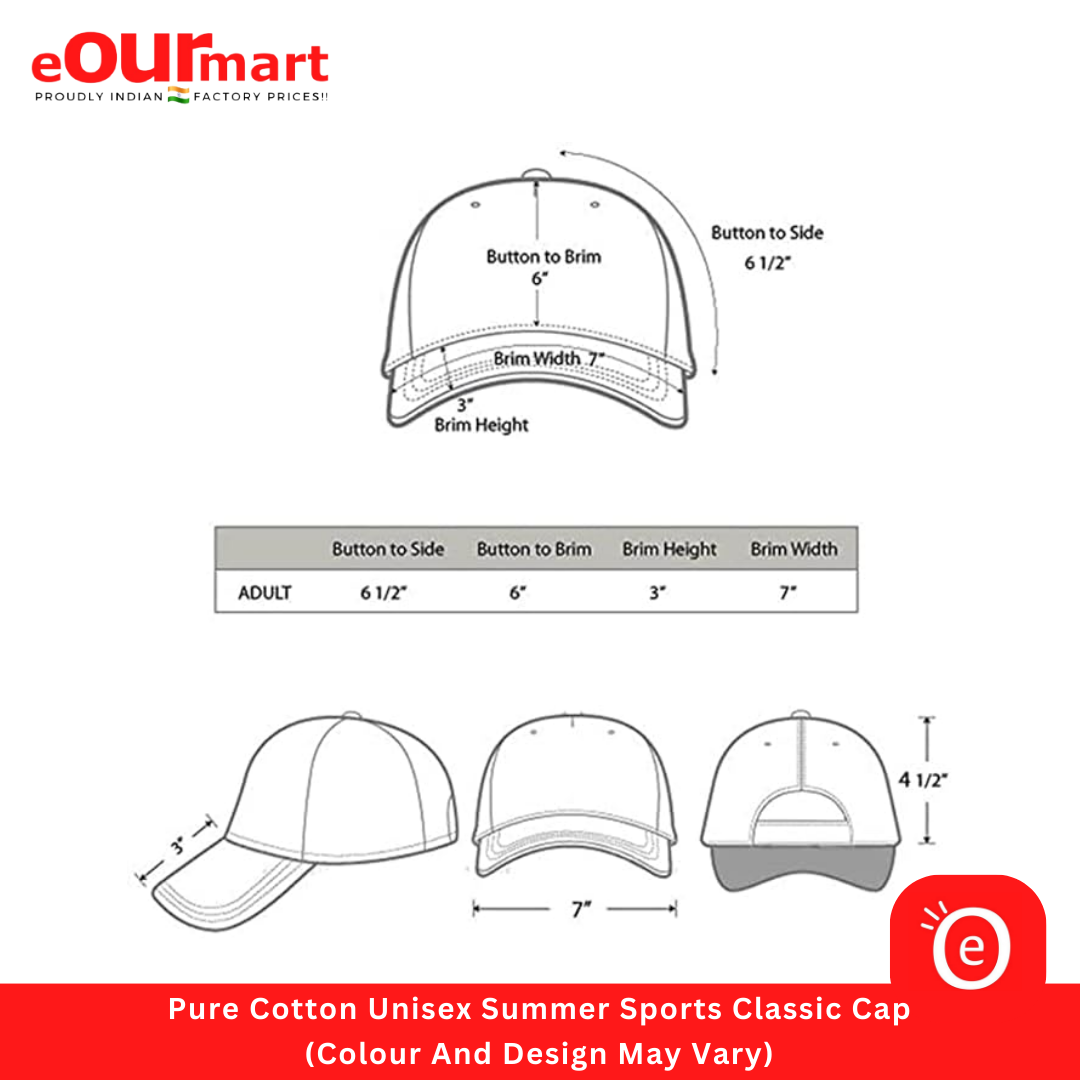 Pure Cotton Unisex Summer Sports Classic Cap (Colour And Design May Vary)