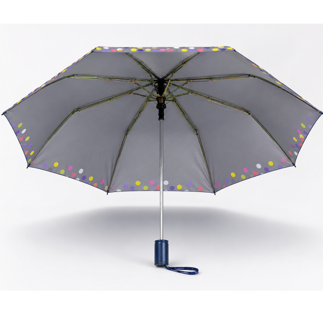 Buy Online Umbrella 3 Fold, Auto Open Dot Border @199.90/- Factory Price , All India Delivery