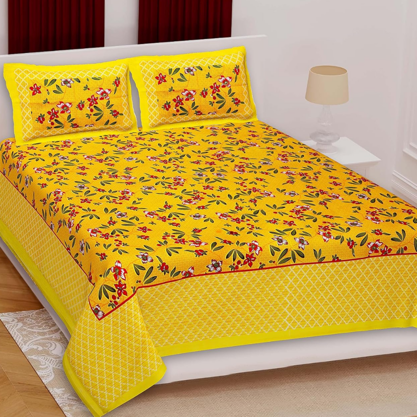 Diwali Gift Double Bed Bedsheet under ₹ 199 | Cotton 85×90 Inch, Multicolor