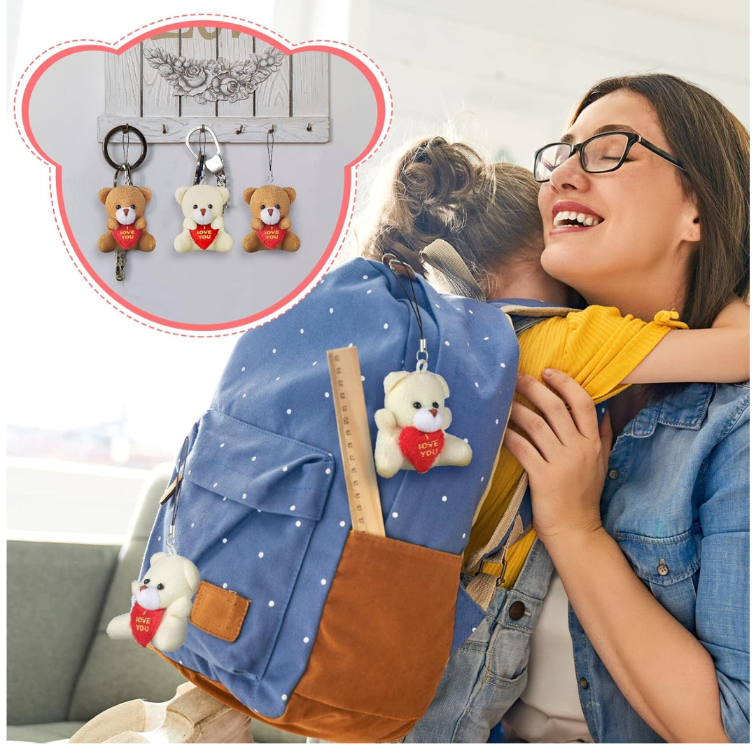Stuffed Teddy Bear Keychain | Mini Teddy Bear Toy | I Love You Teddy Bear Keychain (Colour & Design May Vary) | For Birthday, Wedding, Xmas Decorations Party Favor
