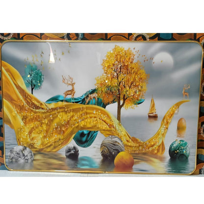 Golden MDF 12x18 Bubble Crystal Frame, For Diwali Gift, Size - 12x18 Inch , Mix Design