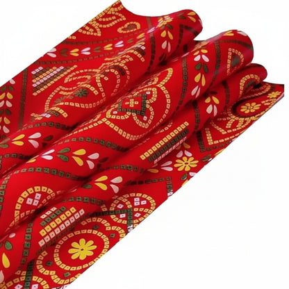 Diwali Gift Packing Paper 18x25 inch, ₹3.5/- per peice MOQ 400 Pcs= 1400/- | Red Jaipuri Chunri Paper