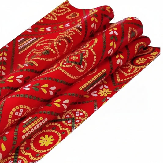 Diwali Gift Packing Paper 18x25 inch, ₹3.5/- per peice MOQ 400 Pcs= 1400/- | Red Jaipuri Chunri Paper