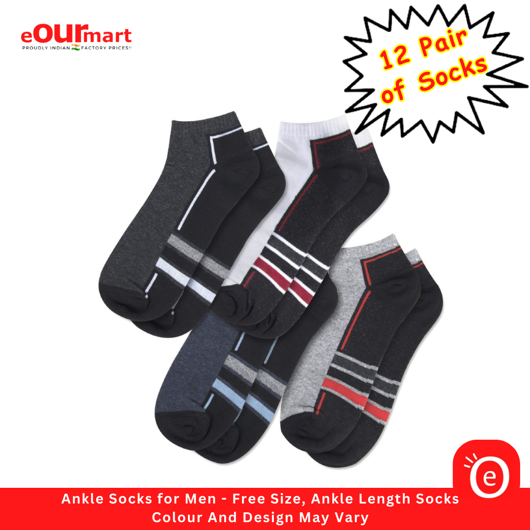 Ankle Socks for Men - Free Size, Ankle Length Socks 