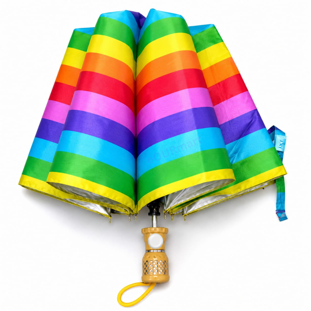 Umbrella 2 Fold Rainbow @109.90/- , Auto Open Umbrella, Rain and UV Rays Protection (21 Inch, Multicolor)