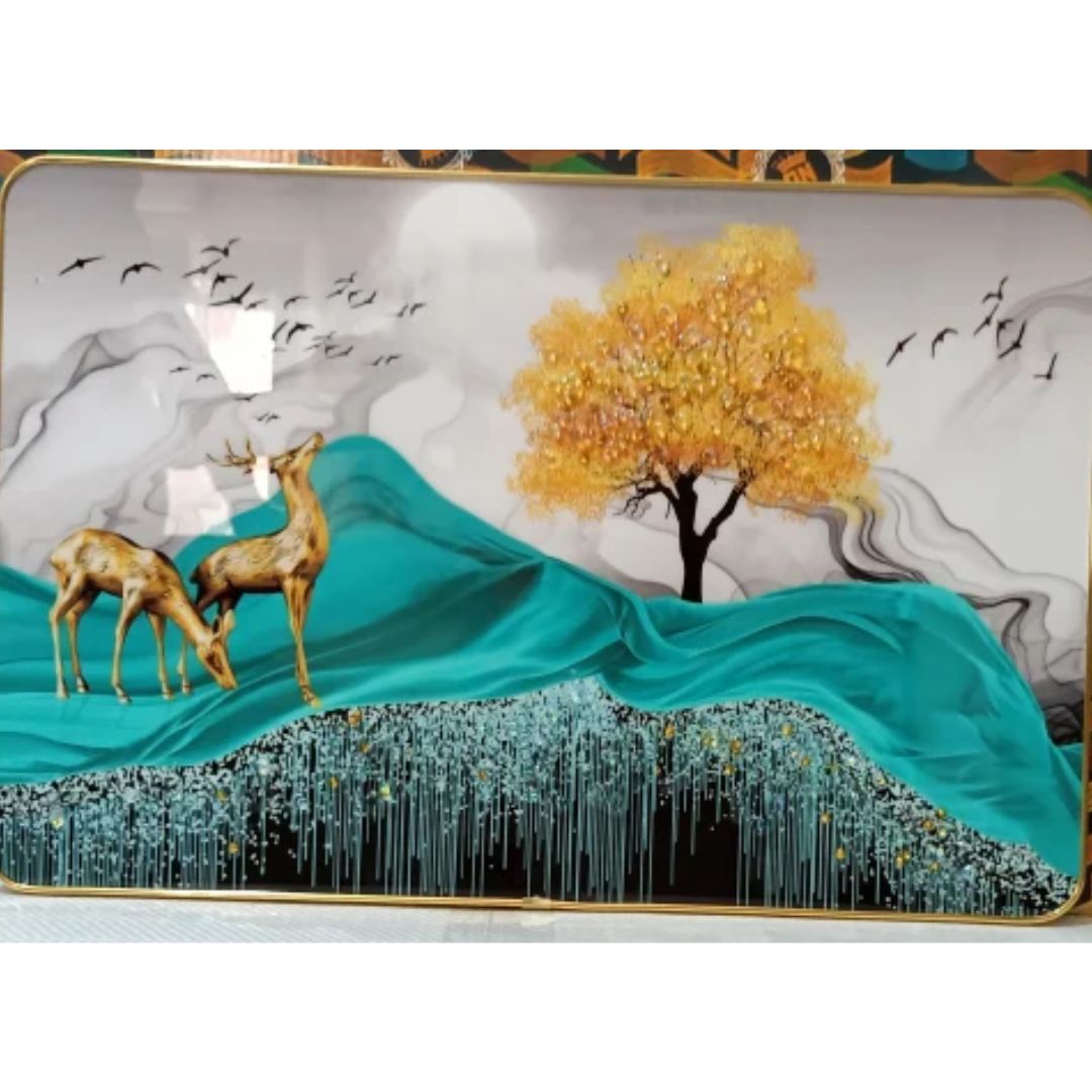 Golden MDF 12x18 Bubble Crystal Frame, For Diwali Gift, Size - 12x18 Inch , Mix Design