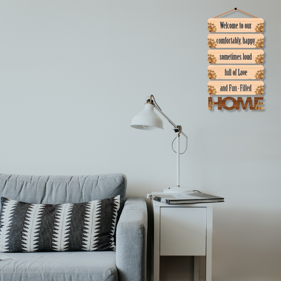 Wall Hangings Quote Welcome Home for Home Decoration for Diningroom, Living room, Gallery and Gifting ( 12X24 Inch)Pine Wood Mdf