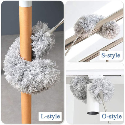 Fan Cleaning Mop Microfiber Duster with Extension Pole(Stainless Steel), Extra Long 100 inches, with Bendable Head, Extendable Duster for Cleaning High Ceiling Fan, Interior Roof