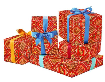 Diwali Gift Packing Paper 18x25 inch, ₹3.5/- per peice MOQ 400 Pcs= 1400/- | Red Jaipuri Chunri Paper