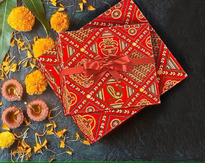 Diwali Gift Packing Paper 18x25 inch, ₹3.5/- per peice MOQ 400 Pcs= 1400/- | Red Jaipuri Chunri Paper