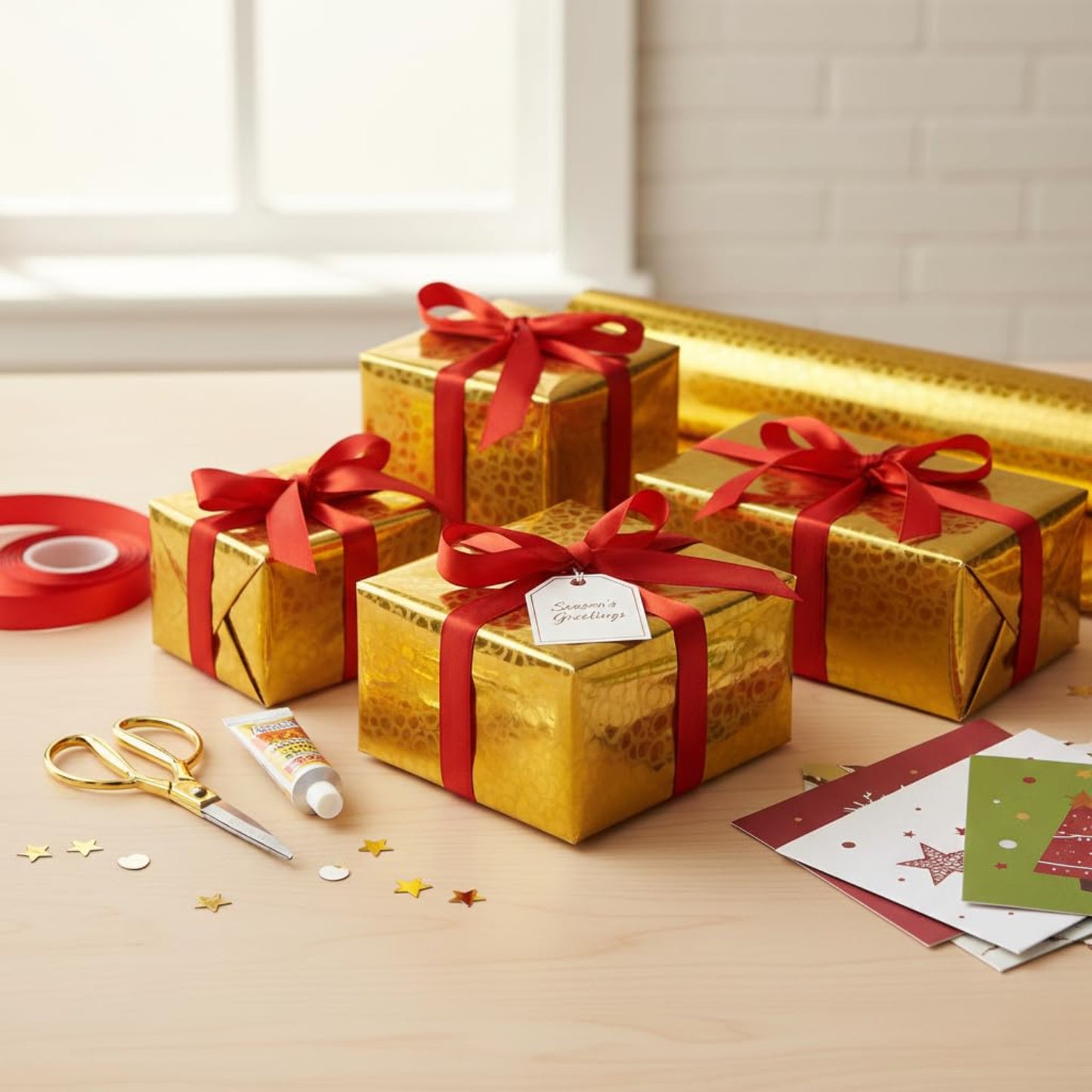 Golden Gift Wrapping Paper | Diwali Gift Wrap Sheet | Decorative Gift Packing Paper 65 × 45 cm | Factory Rate