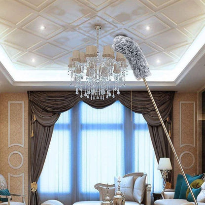 Fan Cleaning Mop Microfiber Duster with Extension Pole(Stainless Steel), Extra Long 100 inches, with Bendable Head, Extendable Duster for Cleaning High Ceiling Fan, Interior Roof