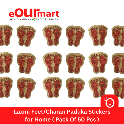 Laxmi Feet/Charan Paduka Stickers for Home,Office and Temple Entrance | Lakshmi Feet for Diwali Decoration | Lakshmi Charan Sticker (3cm, 50 Pcs)