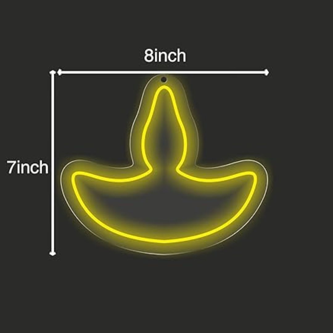 Diwali Multicolor Neon Diya LED Decorative Light for Festivals, Size 8 ...