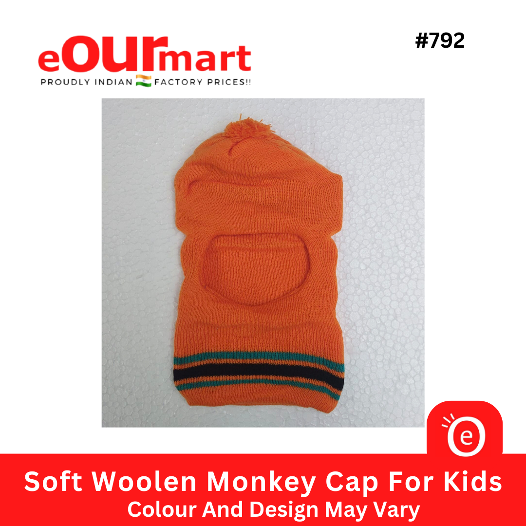 Woolen Monkey Cap For Kids (Colour And Design May Vary)