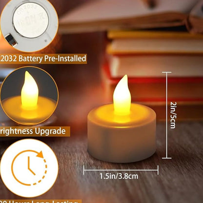 Diwali Flameless Flickering Electric Fake Candle,Battery Operated LED Tea Lights in Yellow for Wedding,Table,Festival Celebration,Halloween,Christmas Decorations