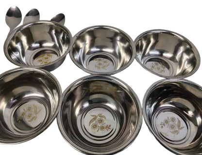 6 steel bowl with 6 spoons